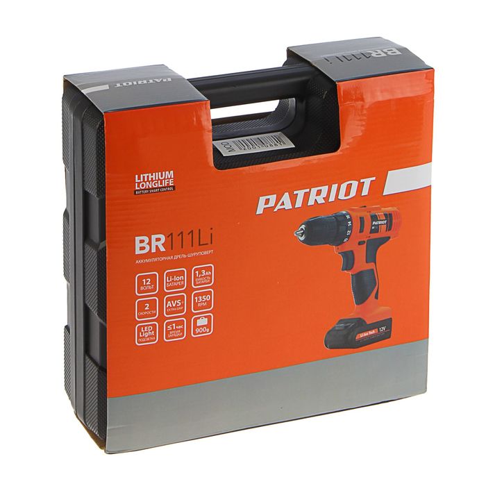 Дрель-шуруповерт PATRIOT THE ONE BR 111Li, Li-Ion, 12 В, 2.0 Ah, аккумул., заряд 1 ч.