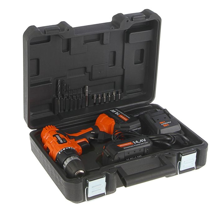 Дрель-шуруповерт PATRIOT BR 140, NiCd, 14.4 В, 1.5 Ah, аккумул., две батареи, заряд 1 ч.