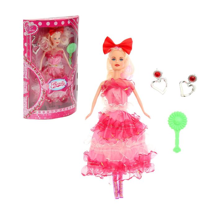 Кукла модель "Ника" в пышном платье с бантом, с аксессуарами, МИКС