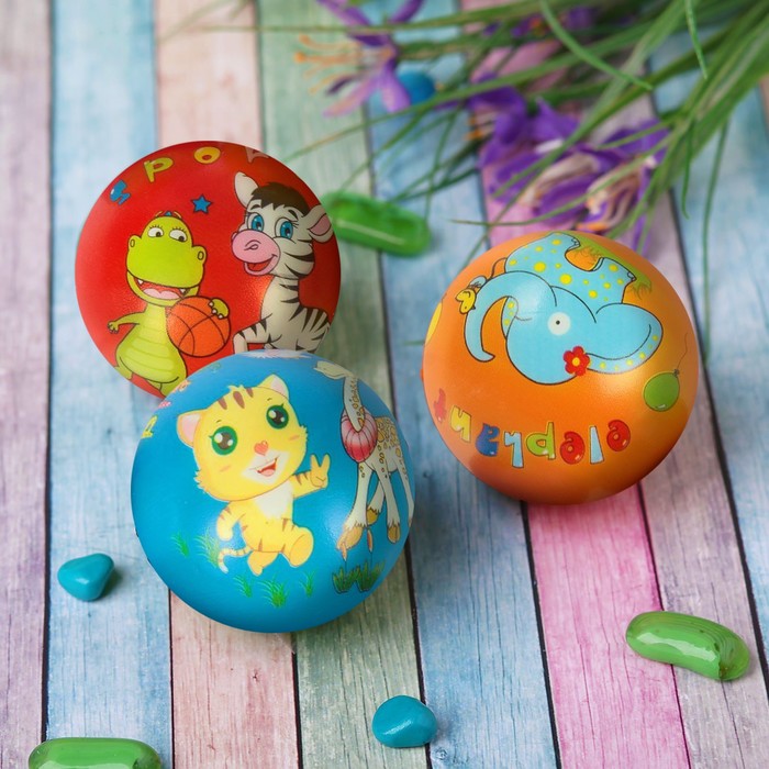 Мягкий мяч "Звери" 7,6 см, виды МИКС