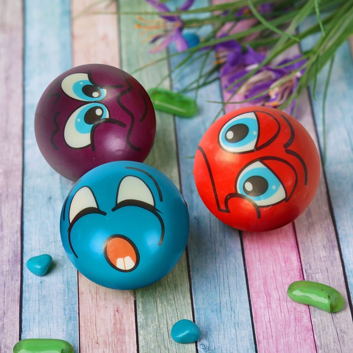 Мяч мягкий пластик "Мордочки", 7,6 см, виды МИКС