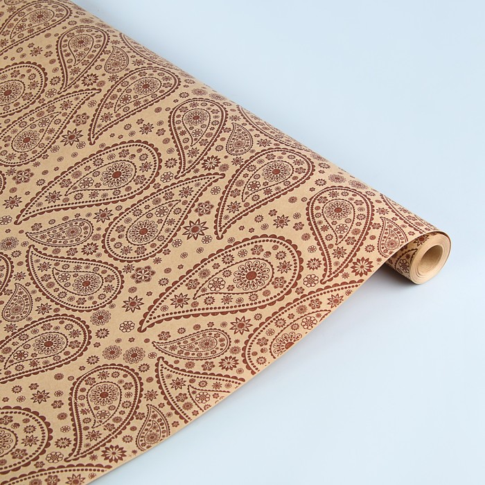 Бумага упаковочная крафт "Веселые огурцы коричневые" 0,6 х 10 м