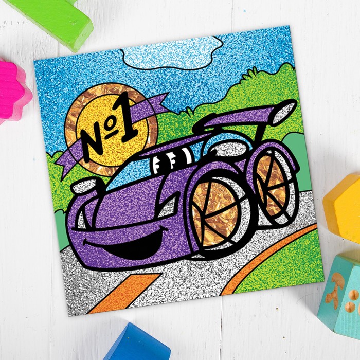 Картина блёстками и фольгой "Тачка"