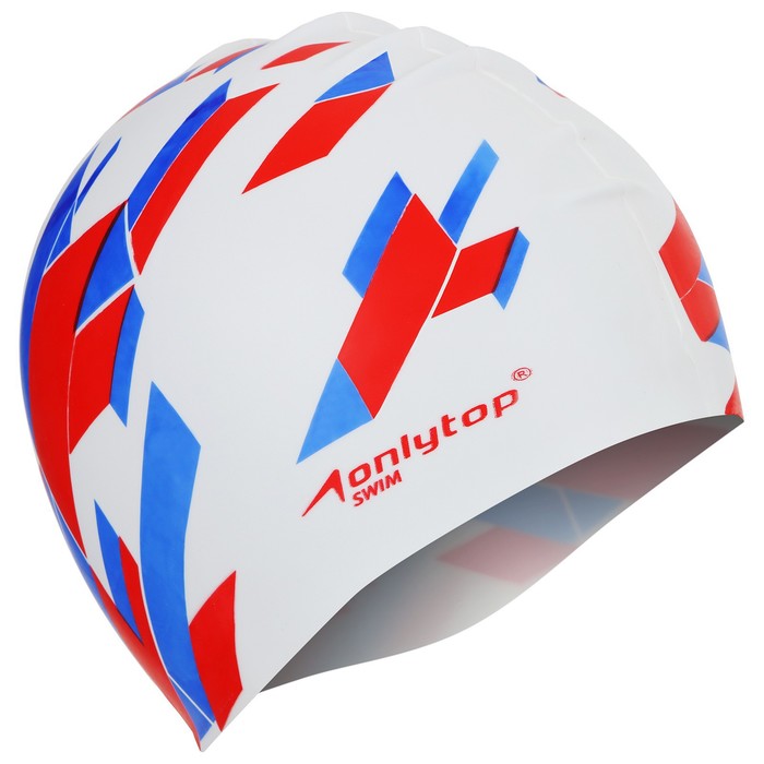 Шапочка для плавания, взрослая, силикон, триколор