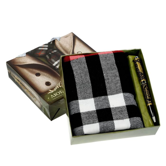 Подарочный набор "Любимому дедушке": шарф, ручка