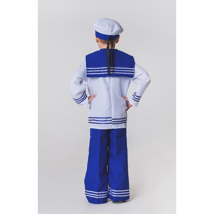 Карнавальный костюм "Моряк", рубашка, брюки, бескозырка, гюйс, р-р 122-128, 6-7 лет