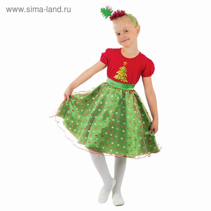 фото Карнавальный костюм "ёлочка в горошек", платье, ободок, р-р 28, рост 104 см страна карнавалия