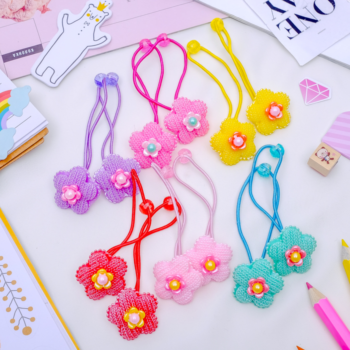 Резинка для волос "Текстура" (цена за пару) цветок, микс