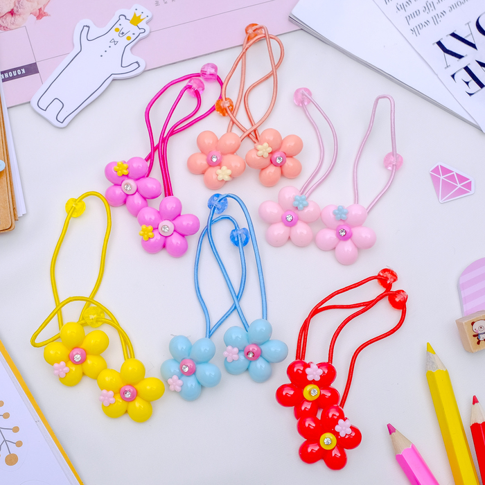 Резинка для волос "Карамельная" (цена за пару) цветочек, микс