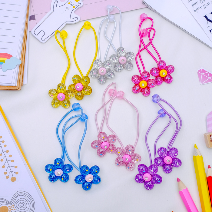 Резинка для волос "Искра" (цена за пару) цветок, микс