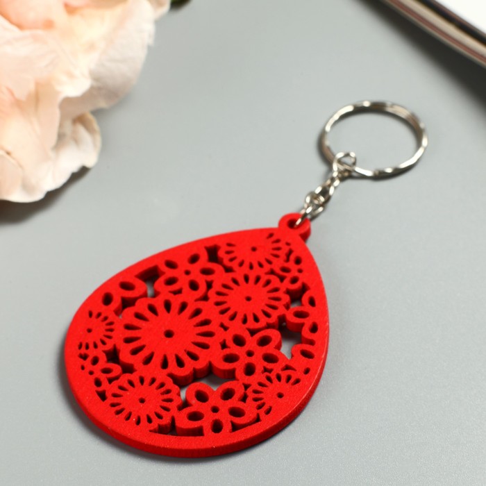 Брелок дерево капля "Цветочки яркие" МИКС 5х5 см