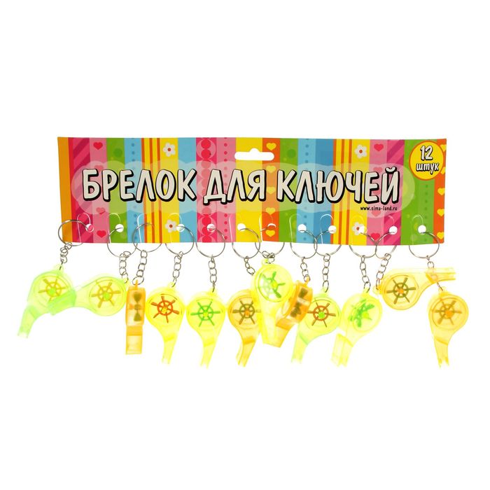 Свисток пластик на кольце с вертушкой МИКС 5х2,5х1 см