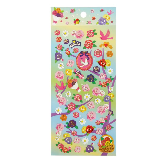 Наклейка бумага "Яркие цветочки" с золотом МИКС 20х9 см