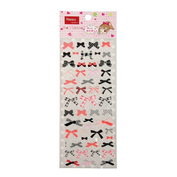 Наклейка пластик мягкая "Бантики" МИКС 22х7,5 см