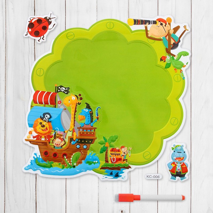 Доска для рисования - наклейка "Пираты" + маркер МИКС