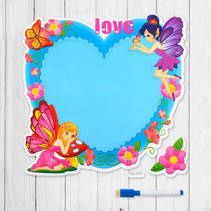 Доска для рисования - наклейка "Феи" + маркер МИКС