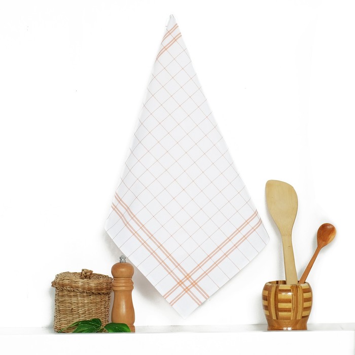 Кухонное полотенце "Доляна" Натюрморт, оранжевая полоска, размер 50х70±2 см