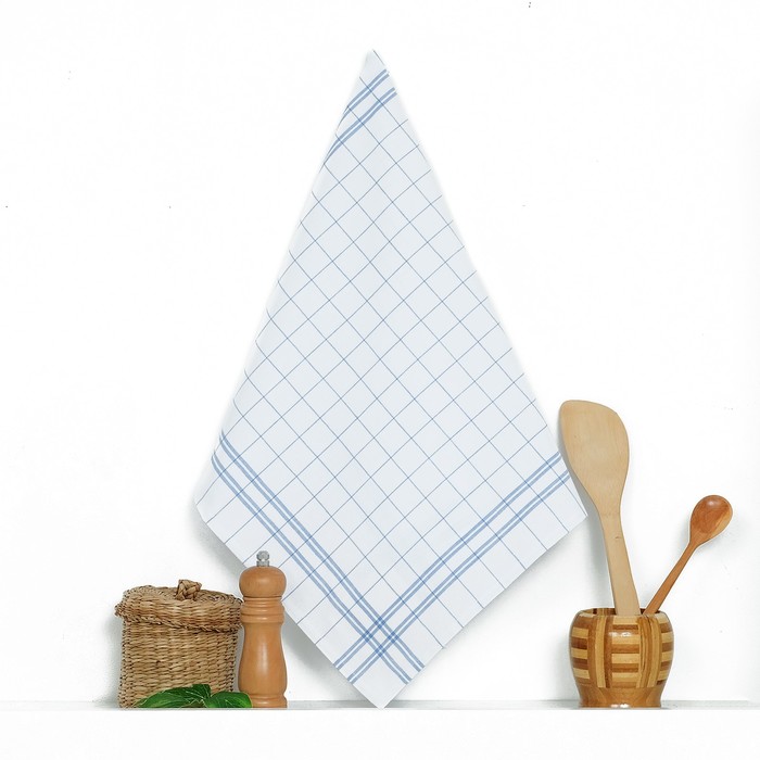 Кухонное полотенце "Доляна" Натюрморт, синяя полоска, размер 50х70±2 см