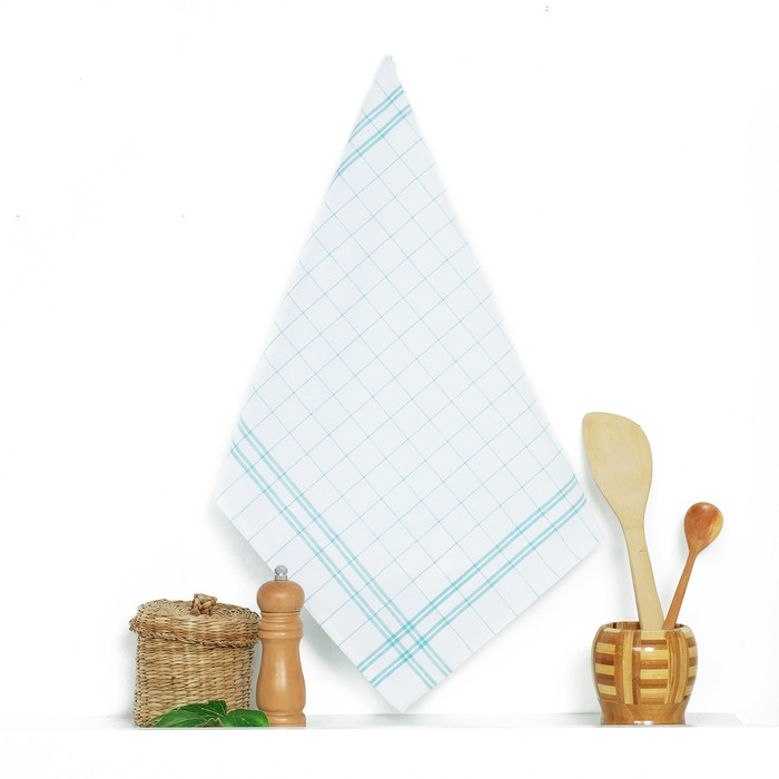 Кухонное полотенце "Доляна" Натюрморт, зелёная полоска, размер 50х70±2 см