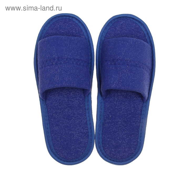 фото Тапочки махровые открытые, цвет василек, размер 39-41