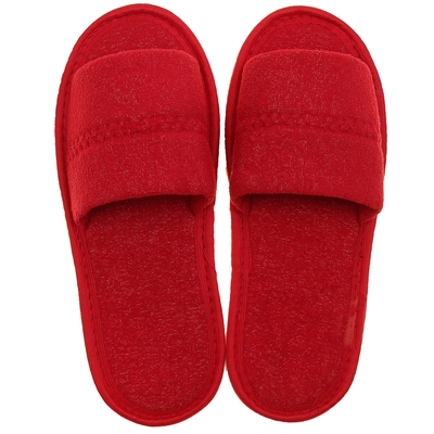 Тапочки махровые открытые, цвет бордо, размер 36-38