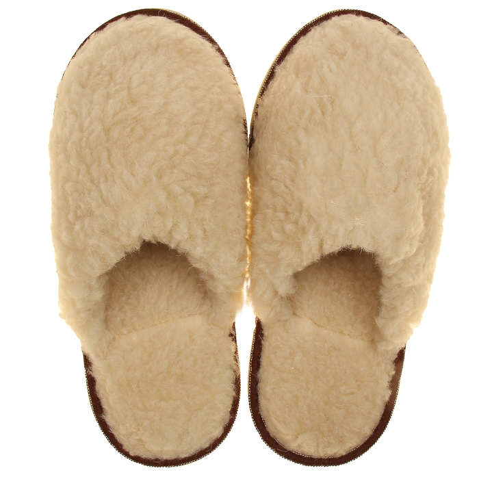 Тапочки меховые закрытые (бежевый) (р. 42-44)