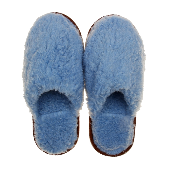 Тапочки меховые закрытые (голубой) (р. 42-44)