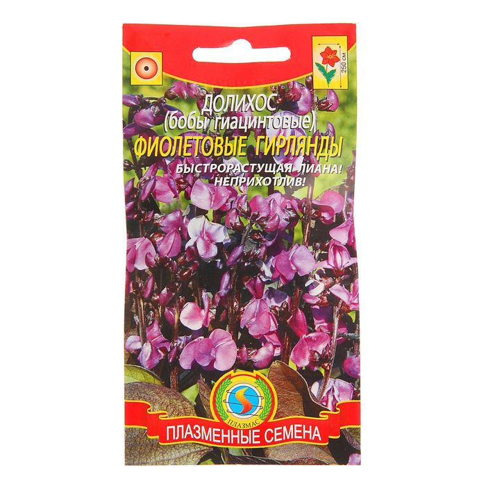 Семена Бобы гиацинтовые "Долихос" Фиолетовые гирлянды, О, 1 г