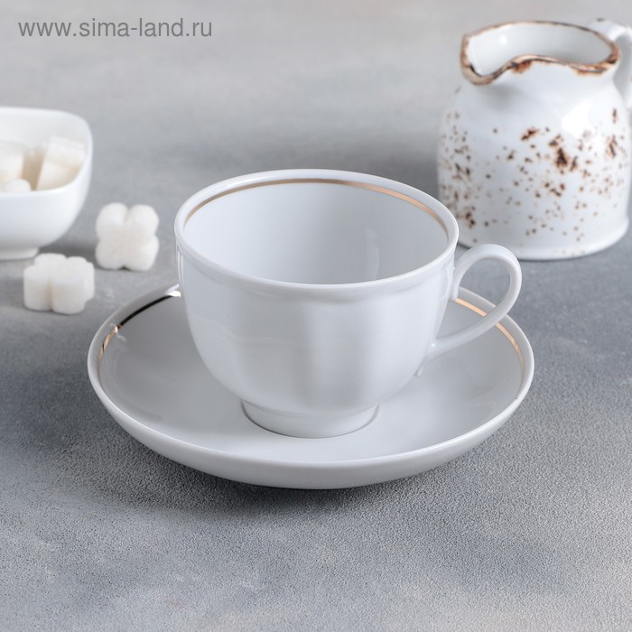 Чайная пара фарфоровая , 275 мл, чашка d=9,2 см, блюдце d=15 см чайная пара фарфоровая дабл чашка 240 мл блюдце d 13 5 см