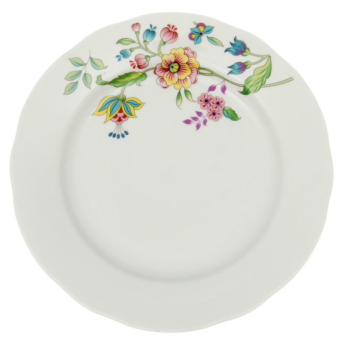 Тарелка мелкая 20 см "Луговые цветы", с вырезным краем