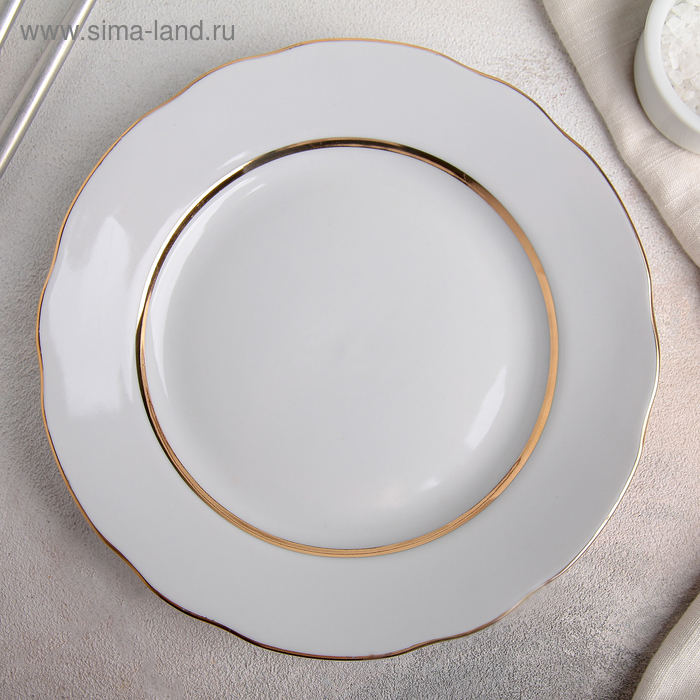 Тарелка «Оливки», d=20 см, цвет белый с золотой отводкой тарелка бомонд d 17 5 см цвет белый с золотой отводкой