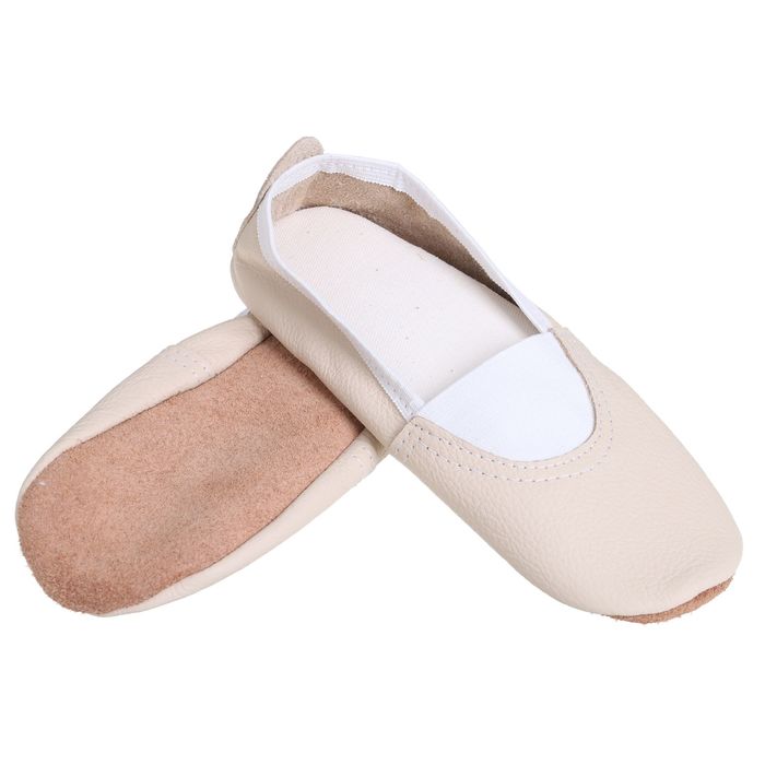 Чешки из натуральной кожи, длина по стельке 20,5 см, цвет бежевый