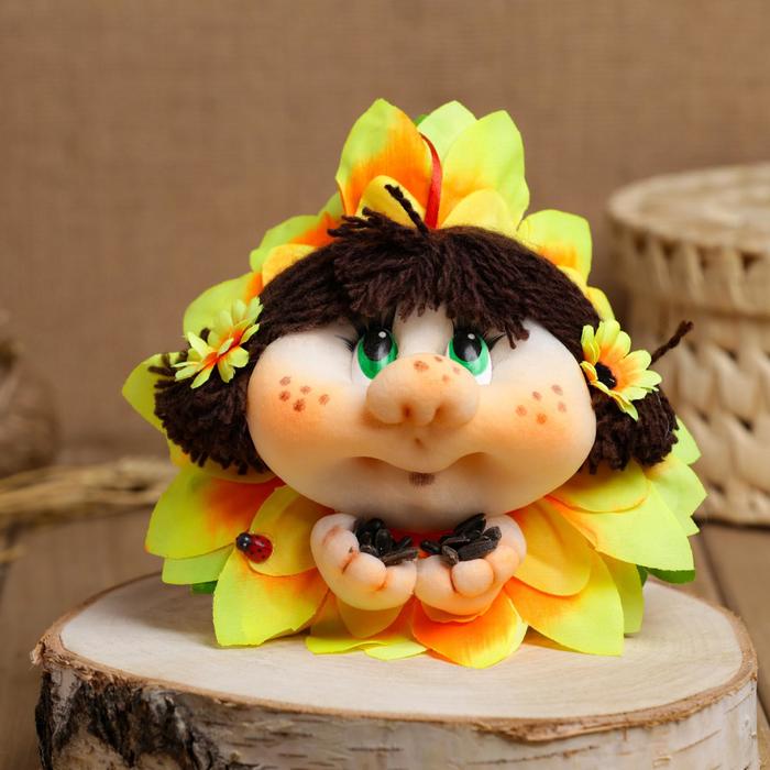 Сувенир кукла-попик «Подсолнух»
