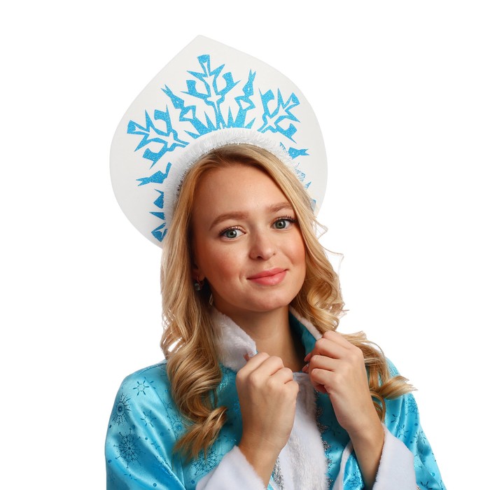Кокошник на ободке "Снежинка" цвет голубой