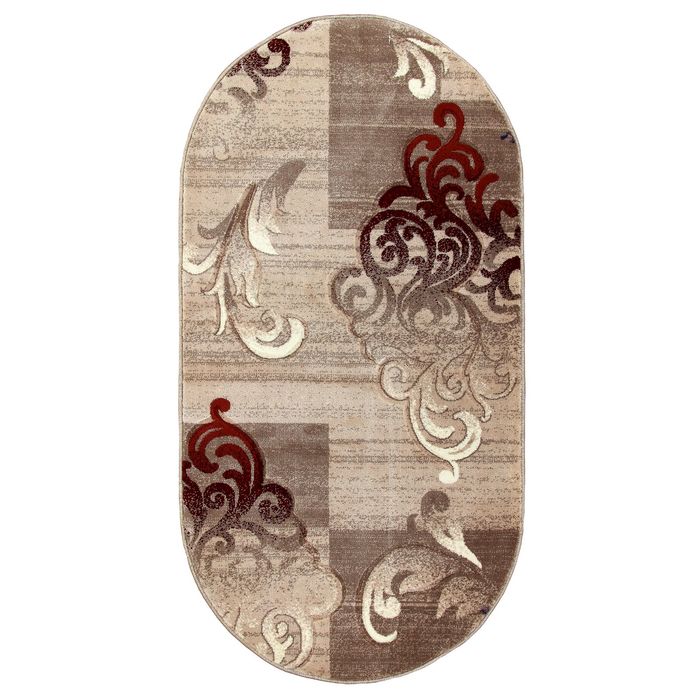 Ковёр Beluga Carving 9590 BONE/ROSE 1.5*4.0 м, овал