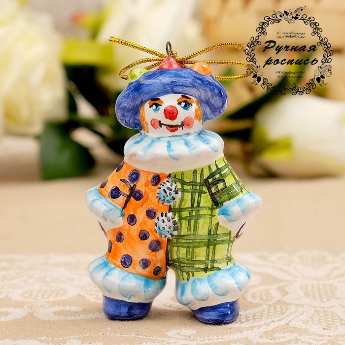 Подвеска «Клоун», мини, 3×4,5×8 см, ярославская майолика