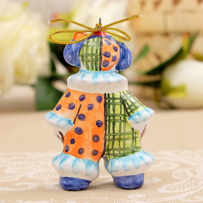 Подвеска «Клоун», мини, 3×4,5×8 см, ярославская майолика