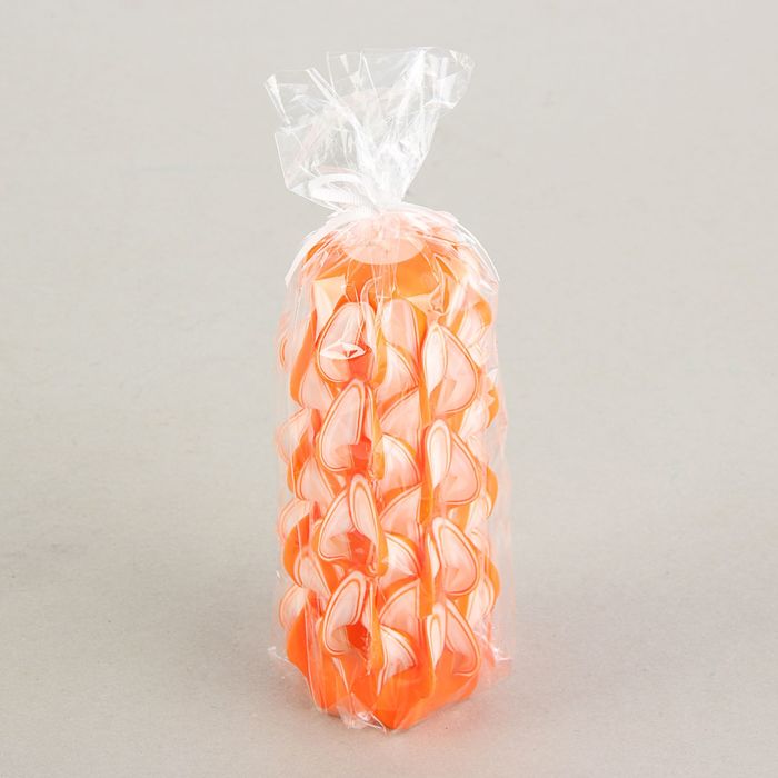 Свеча резная 15-17 см "Шишка" оранжево-белая