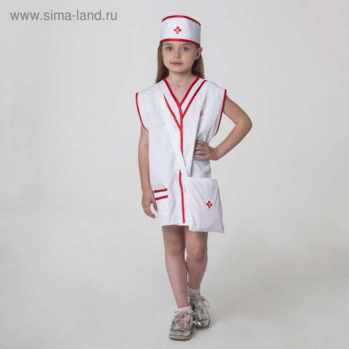 Карнавальный костюм «Медсестра», халат, сумка, повязка на голову, рост 110-122 см, 4-6 лет