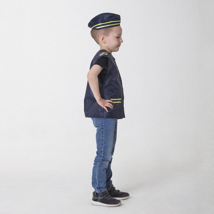 Карнавальный костюм "Проводник", жилет, головной убор, рост 110-122 см, 4-6 лет