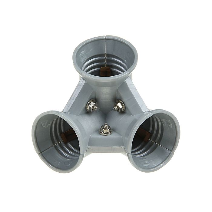 Переходник Ecolа с цоколя E27 на 3хE27, серебряный