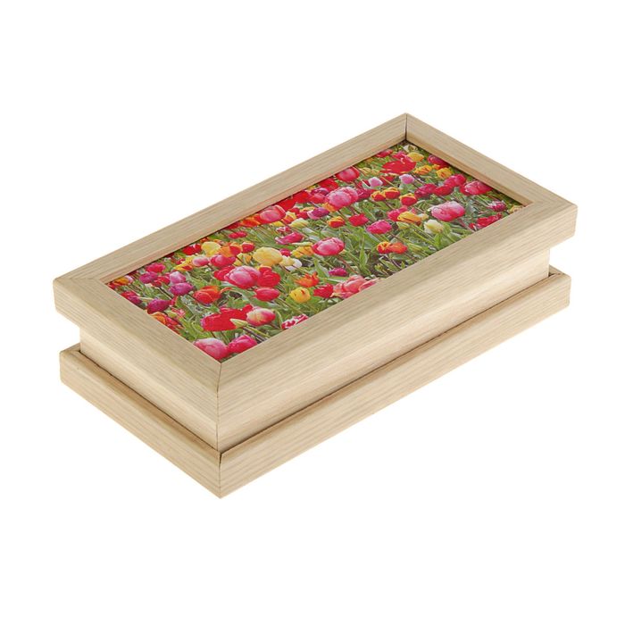 Купюрница  выбеленный дуб "тюльпаны" 18х9х5см