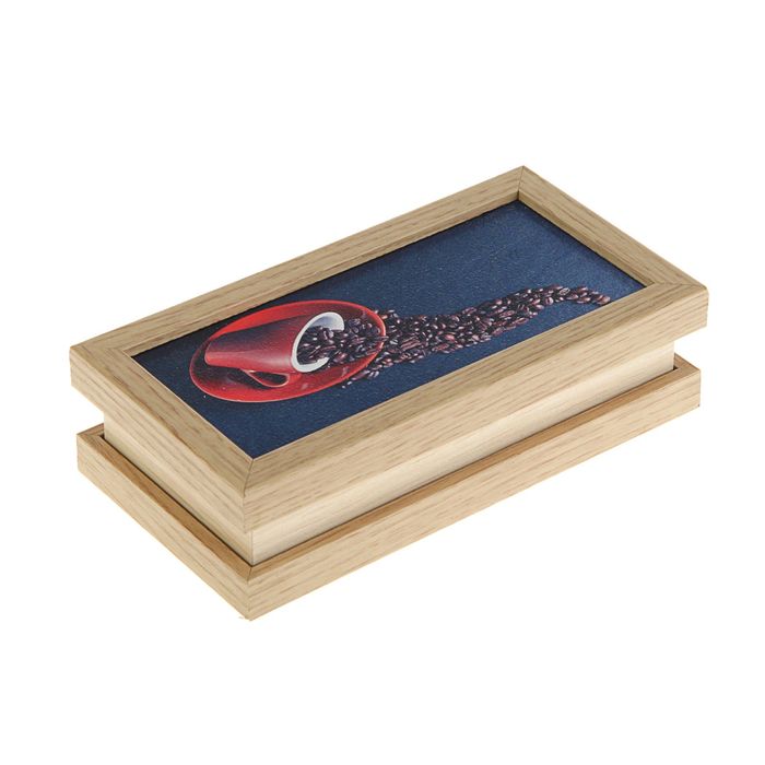 Купюрница  выбеленный дуб "Зерна в кружке" 18х9х5см