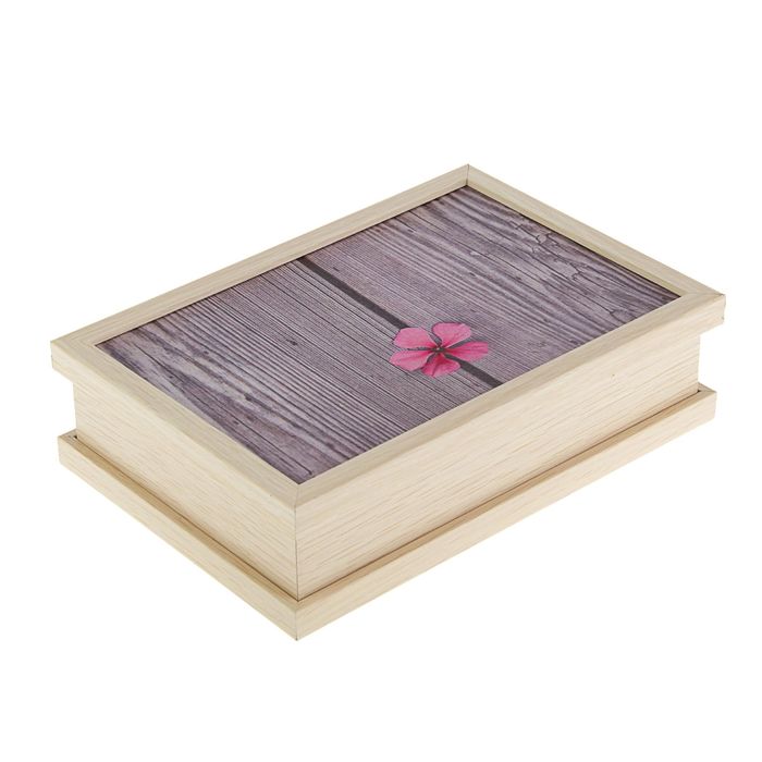 Шкатулка "Розовый цветок" выбеленный дуб 26 х 18 х 6,5