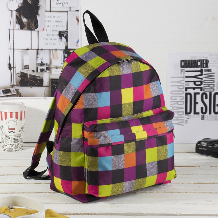 Рюкзак молодёжный на молнии, 1 отдел, наружный карман, разноцветный