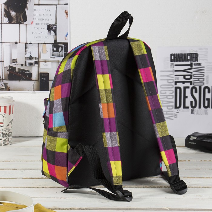 Рюкзак молодёжный на молнии, 1 отдел, наружный карман, разноцветный