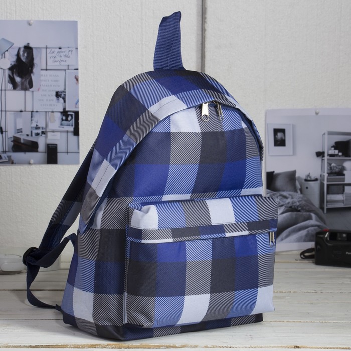 Рюкзак молодёжный на молнии, 1 отдел, наружный карман, цвет синий/серый