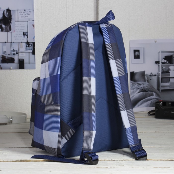 Рюкзак молодёжный на молнии, 1 отдел, наружный карман, цвет синий/серый