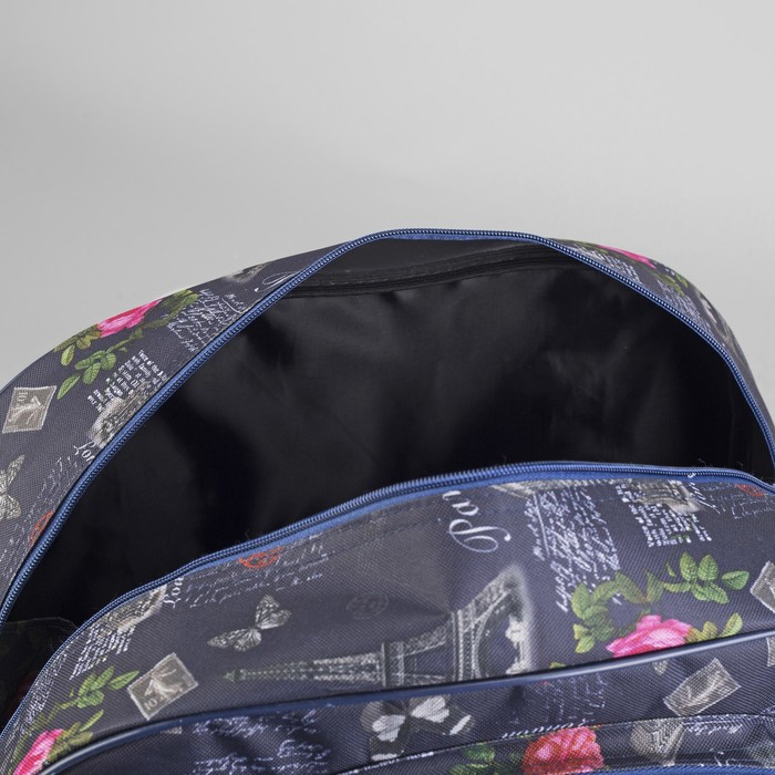 Сумка дорожная "Париж и розы", трансформер, отдел на молнии, наружный карман