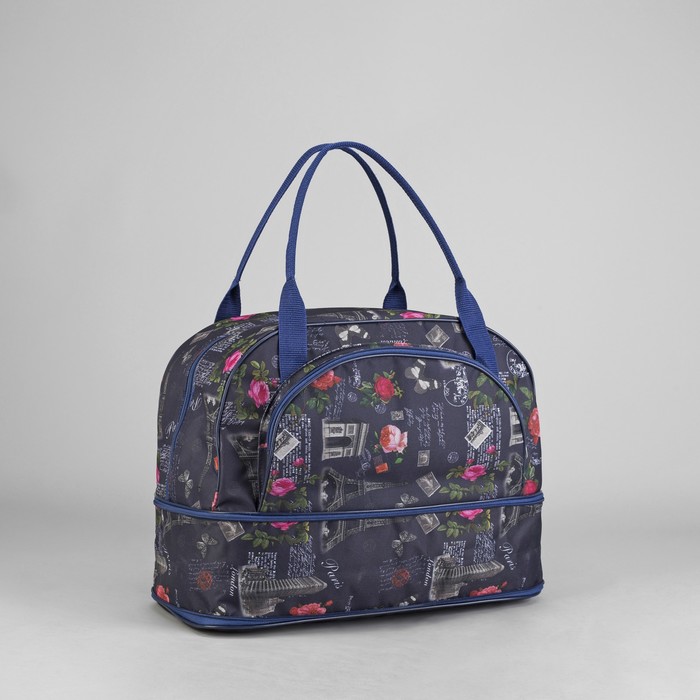 Сумка дорожная "Париж и розы", трансформер, отдел на молнии, наружный карман